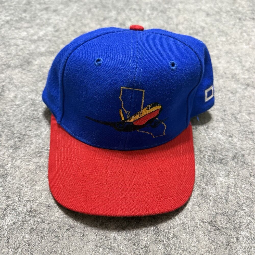 Vintage 90s Southwest Airlines Snapback Hat California Desert Gold Plane Cap